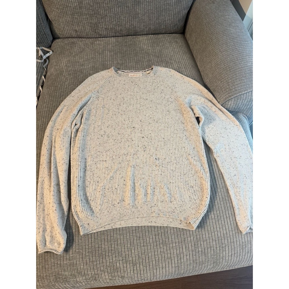 Weatherproof Vintage Mens XL Cream Donegal Waffle Knit Raglan Crewneck Sweater